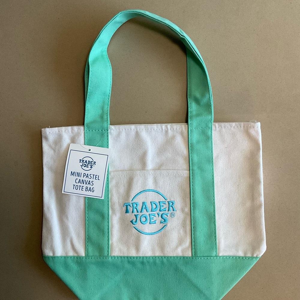 Trader Joes Mini Canvas Tote Bag- Green